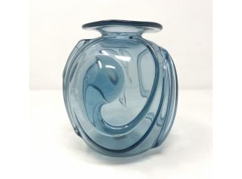 Beautiful Vintage Hand Blown Blue Glass Vase