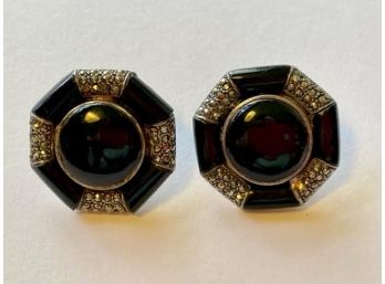 Pair Of Vintage Art Deco Style  Marcasite And Sterling Silver Earrings