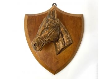 Vintage Syroco Horse Head On Wooden Shield Wall Hanging