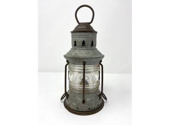 Great Looking Antique Lantern With Tree Cut Out Designs