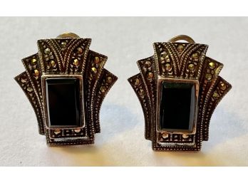 Vintage Art Deco Marcasites And Sterling Silver Earrings