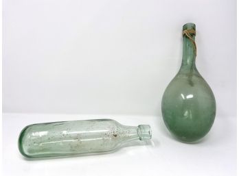 Wonderful Antique Bottles Handblown Glass With Rounded Bottoms