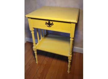 Nantucket Yellow With Nice Patina Farmhouse End Table / Plant Stand      Loc: Garage