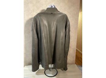 Grey Calvin Klein Faux Leather Mens Coat