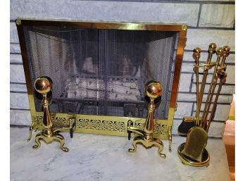 Brass Fireplace Group.   All Of It.