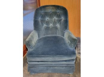 Blue Velvet Chair.  Stationary.        Great Shape And Nice Color