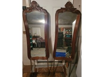 Pair Of Excellent Mirrors.  Solid Wood.           Easy To Change Color.           Loc: Left Or Freezer