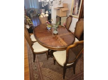 Dining Room Table.  Mid Century Modern With Blonde Herringbone Inlay