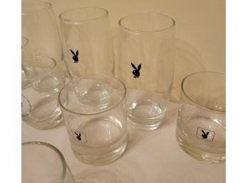 Playboy Glassware/bar Set.     Vintage And Fun To Hold.                    Loc: - Kit Cab 4 Top Shelf Left