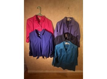 5 Ladies Collared Chico Shirts Sz.1 And Sz. 2