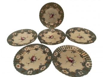 Six Vintage NPSK 8.5' Hand Painted Dinner Plates.