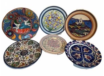 Collection Of Six Hand Painted , Decorative Plates.