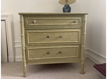 Light Green Three Drawer Table And Lamp