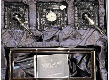 Waterford Crystal Office Set With Two Pen Holders And Clock