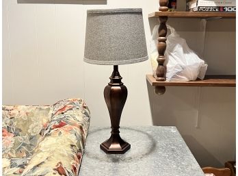 A Bronze Toned Table And Floor Lamp