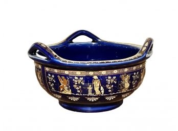 Hand Painted Blue/Gold Bowl Made In Hallas