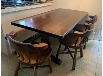 Solid Wooden Table, Four Chairs And A Bench