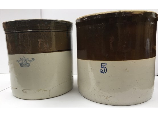 2 Large Stoneware Pots