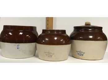 3 Vintage Stoneware Crocks