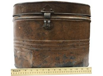 Victorian Brown Metal Hat Box
