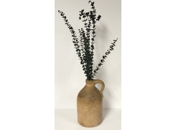 Vintage Clay Vase With Eucalyptus