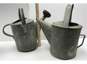 2 Vintage Galvanized Watering Cans