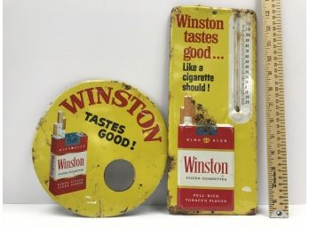2 Vintage Winston Metal Advertising