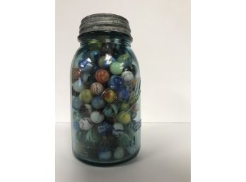 UPDATED PHOTOS - Jar Of Over 200 Antique & Vintage Marbles