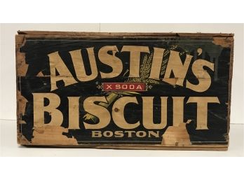 Vintage Wooden Crate - AUSTINS SODA BISCUIT - BOSTON