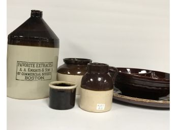 6pc Misc Vintage Lot With Boston Stoneware Jug