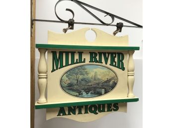 Mill River Antiques Hanging Sign