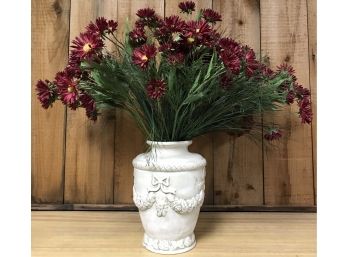 White Vase With Red Flowers