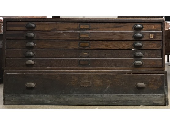 Vintage - Architects Oak Flat File Cabinet