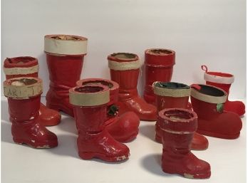Vintage - Santas Red Boot Lot