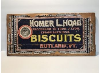 Antique Homer Hoag Biscuits Crate Top