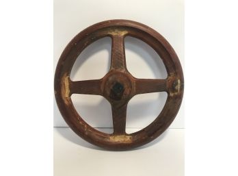 Antique Wooden Wheel For A Fruit Press Or Bench Press / Vice