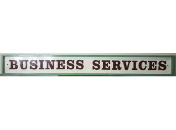 Wood 'Business Services' Sign Hand Painted