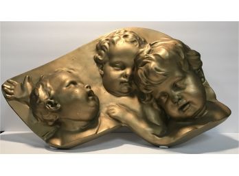 3D Plaster Gold Tone Childrens Faces