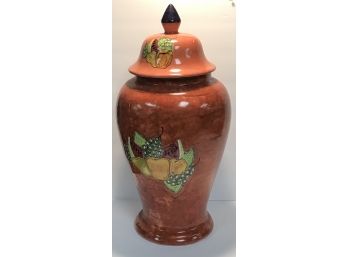Alba Talavera Hand Painted Fruit Motif Ginger Jar With Lid