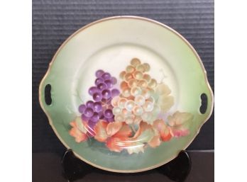 Vintage Thomas Bavaria Hand Painted/Artist Signed Handled Fruit Cake Plate