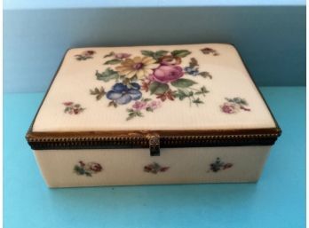 Vintage Czechoslovakia Hinged Rectangular Floral Trinket Box