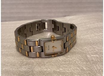 Vintage Two Tone Bulova Ladies' Quartz Watch - Needs Battery