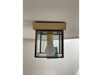 A Gold Tone Ceiling Mounted Glass Light Front Hall