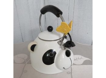 RARE Kamenstein Enamel Panda Bear Tea Kettle With Butterfly On Nose