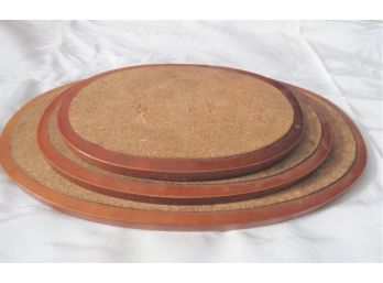 MCM Trio Of Oval Cork And Wood Trays Made In Sweden