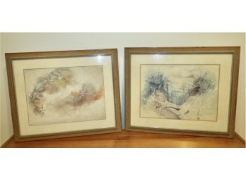 Pair Of Signed Pang Tseng Ying Watercolors