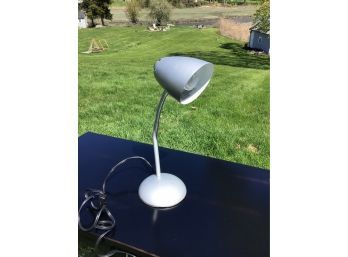 Gooseneck Desk Lamp, Silver Toned - 15H