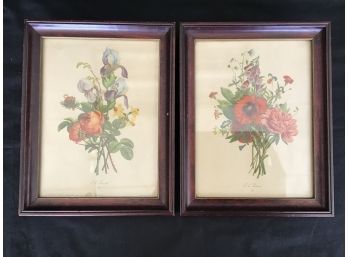 Pair Of Sidney Z Lucas Botanical Lithographs JL Prevost