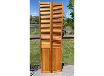 4 Sets - Solid Wood Two Paneled Bifold Louvered Doors