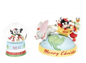 Two Disney Christmas Collection 2011 Snow Globe And 1991 Figurine